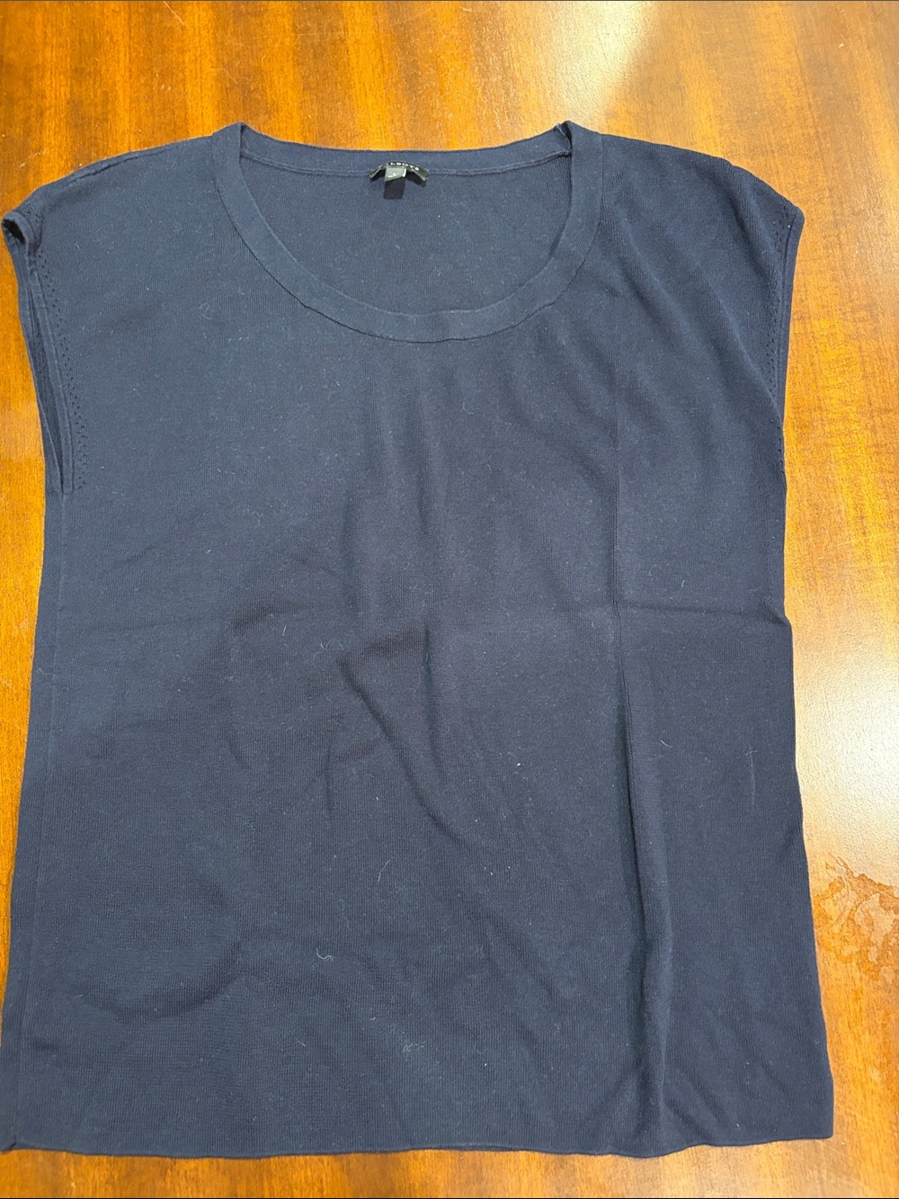 Talbots Navy Cap-Sleeve Crew Neck Sweater